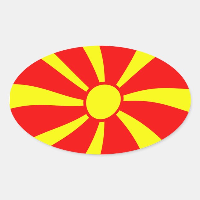 Makedonien Flagga Klistermärke (Framsida)