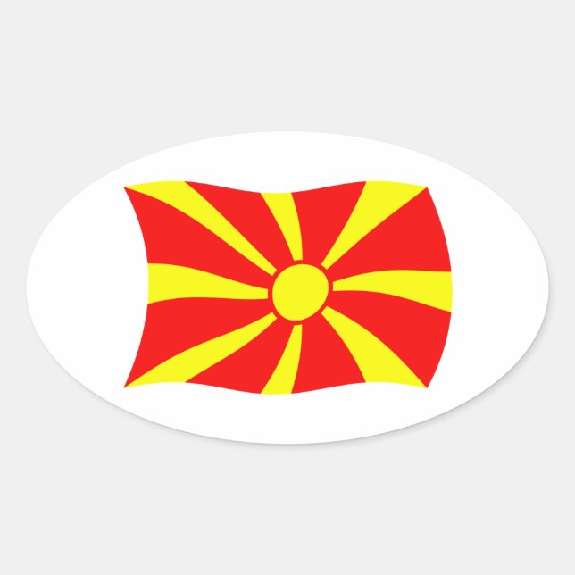Makedonien Flagga Klistermärke (Framsida)