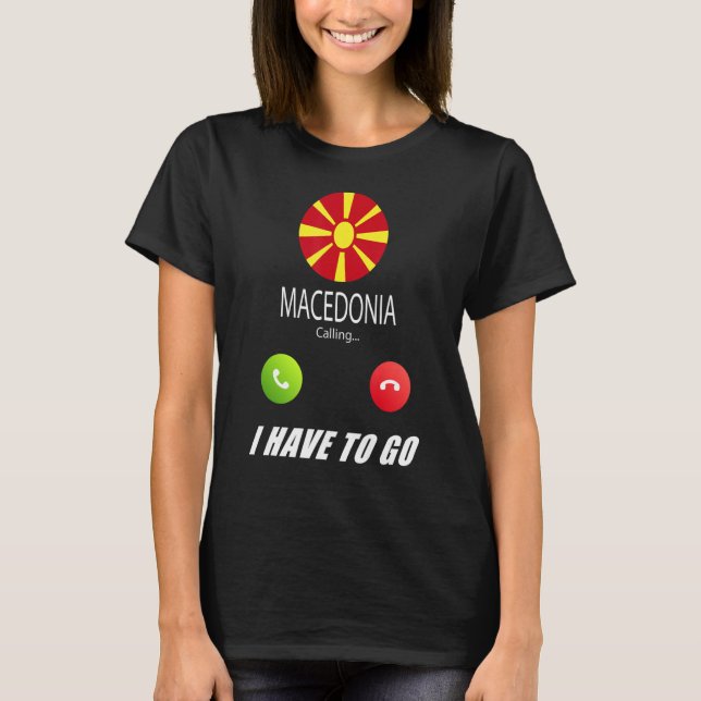 Makedonien Flagga Souvenir Makedonien säger: T Shirt (Framsida)