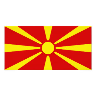 Makedonien - Macedonian flagga Fototryck