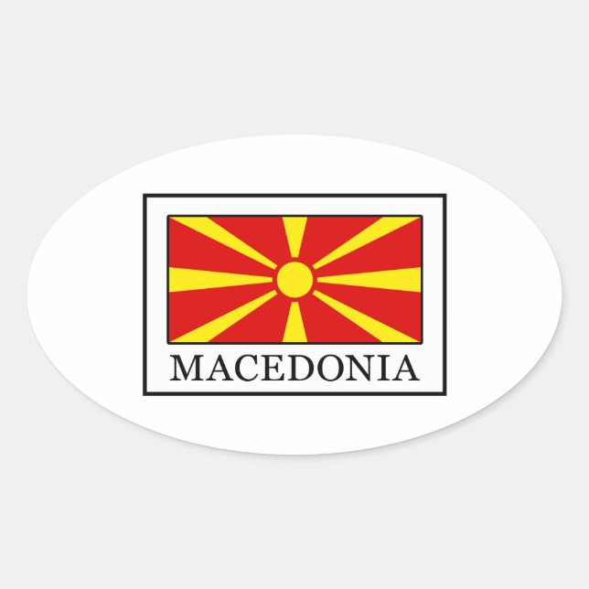 Makedonien Ovalt Klistermärke (Framsida)
