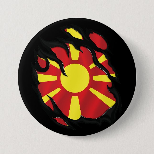 Makedonien Rived Flagga Knapp (Framsida)
