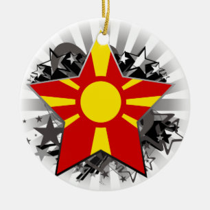 Makedonien stjärna julgransprydnad keramik