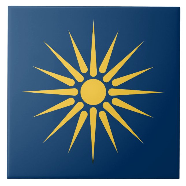 Makedoniens flagga på kakel (Framsidan)