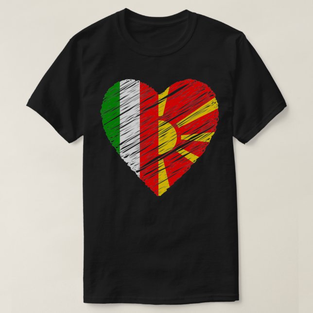 Makedoniens Italien Italienska Flagga Macedonian F T Shirt (Design framsida)