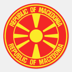 Makedoniska rundans emblem runt klistermärke