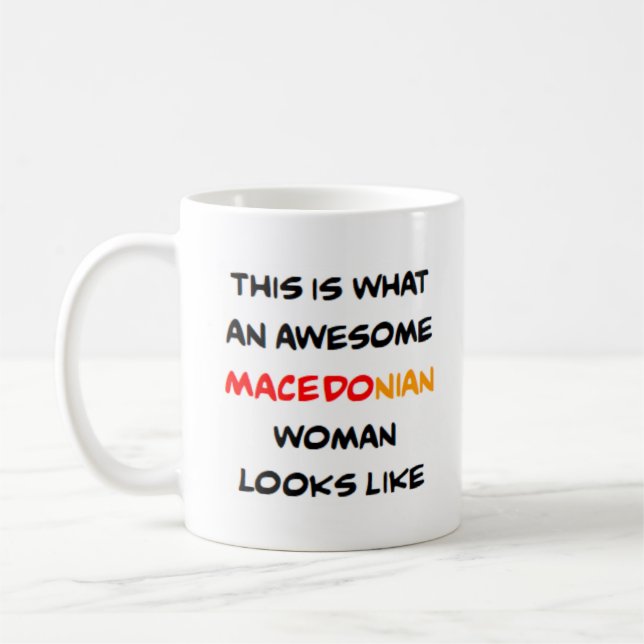 makedonsk kvinna, underbar kaffemugg (Vänster)