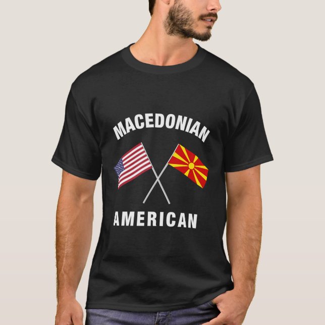 Makedonska amerikanska Flagga T Shirt (Framsida)