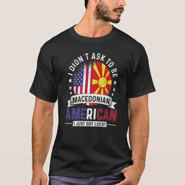 Makedonska amerikanska Land Flaggor Pridet Macedon T Shirt (Framsida)
