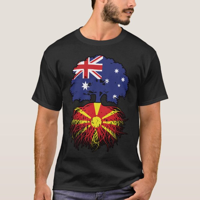 Makedonska australiska Australien Träd T Shirt (Framsida)