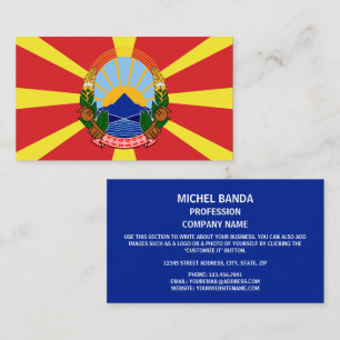Makedonska Flagga och nationalemblem, NordMakedoni Visitkort