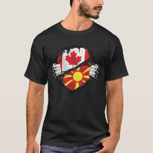 Makedonska kanadensiska Händer Ripping Roots Flagg T Shirt