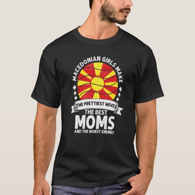 Makedonska Mamma Mors dag, Mamma, Makedonien, Amer T Shirt (Framsida)