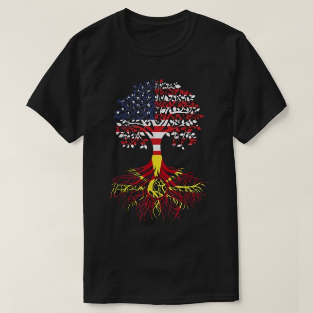 Makedonska rötter amerikanska kronan Träd Flagga T Shirt (Design framsida)