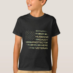 Makehus Pappa Beskyddare Hjälte Veteran Usa Flagga T Shirt