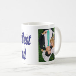 Makehusfoto med mörkblå text Kaffe Mugg