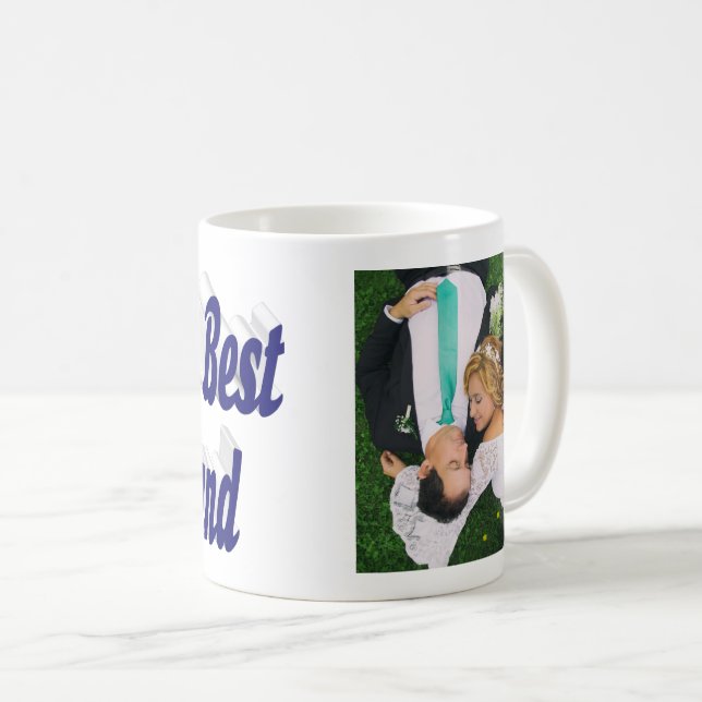 Makehusfoto med mörkblå text Kaffe Mugg (Framsida höger)