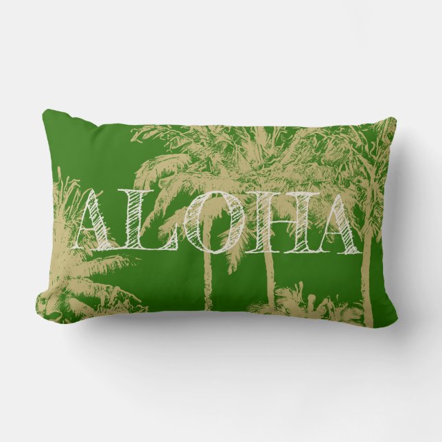 Makena Beach Hawaiian Sketchy Palms Reversible Lumbarkudde (Framsida)