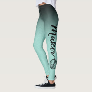 Maker Black & Mint Ombre Garn & Crafts Leggings