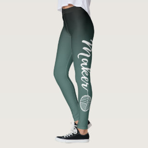 Maker Black & Mörk Teal Ombre Garn & Crafts Leggings