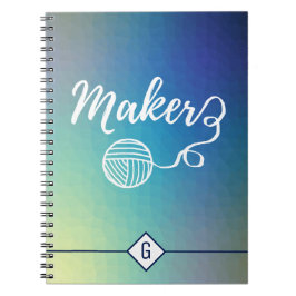 Maker Crafts Monogram Blue Gradient Geometric Anteckningsbok