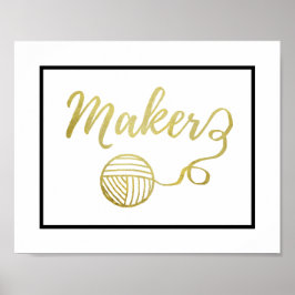 Maker Yarn + Crafts Typografi Faux Guld Poster