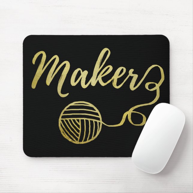 Makerbåtar och garntypografi, faux guldgolv musmatta (Med mus)