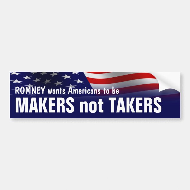 Makers Not Takers - Romney Ryan 2012 Bildekal (Framsidan)