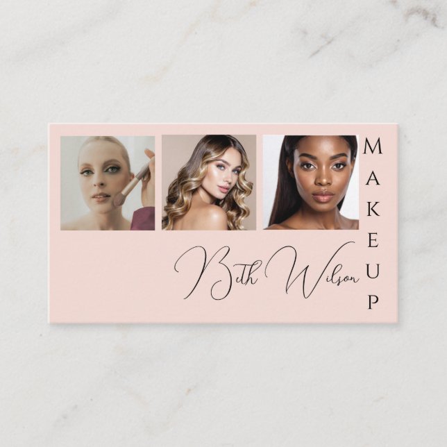 Makeup 3 photo, Pink & Black Business  Visitkort (Framsida)