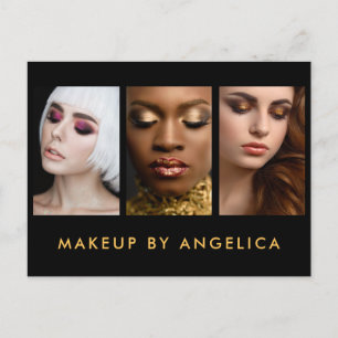 Makeup Artist 3 Photo Guld Business Vykort
