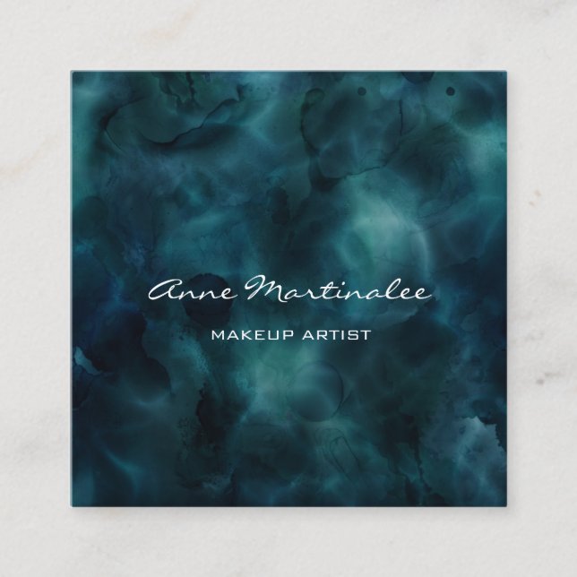 Makeup Artist Abstrakt Blue Bläck Fyrkantigt Visitkort (Framsida)