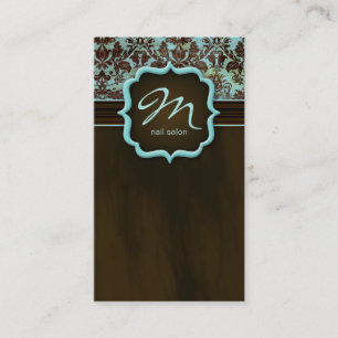 Makeup Artist Affärskort Damask Blue Brown Visitkort
