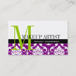 Makeup Artist Affärskort Lila Damask Visitkort