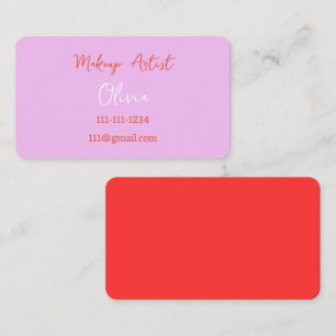 MAKEUP ARTIST AFFÄRSKORT ROSA OCH RED VISITKORT