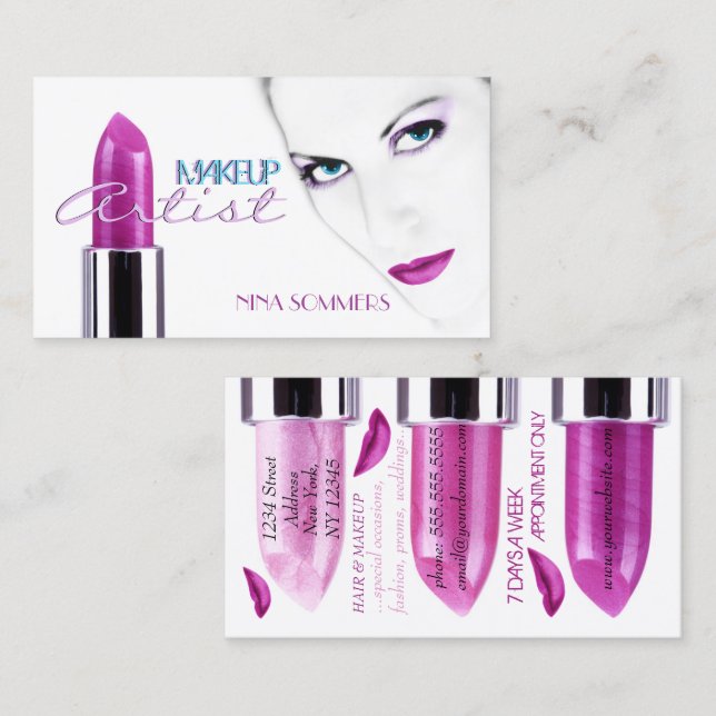 Makeup Artist Affärskort Visitkort (Fram/baksida)