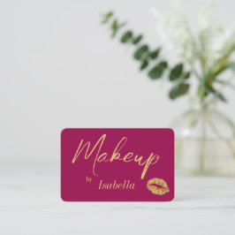 Makeup Artist Affärskorts - Guld och Rosa Visitkort