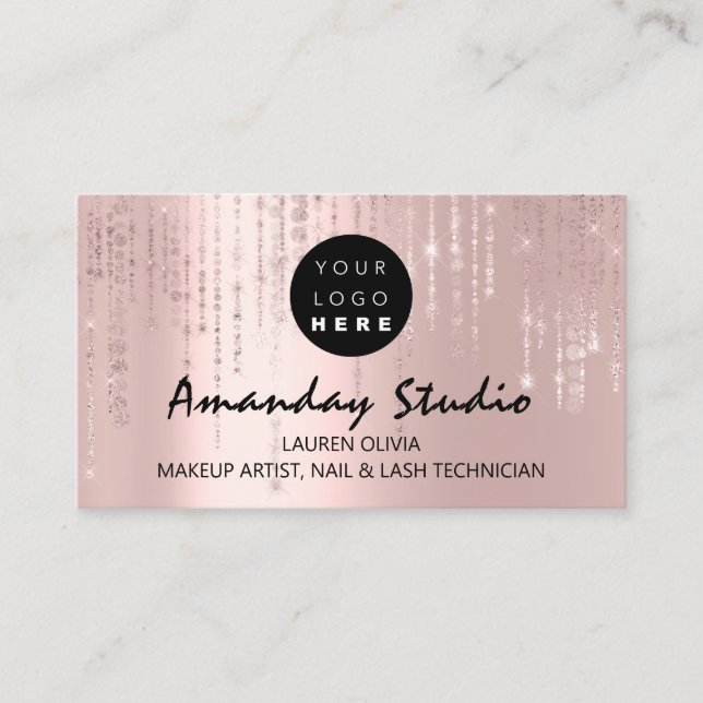 makeup Artist Appointment Card Rosa Lux-Logotyp Visitkort (Framsida)