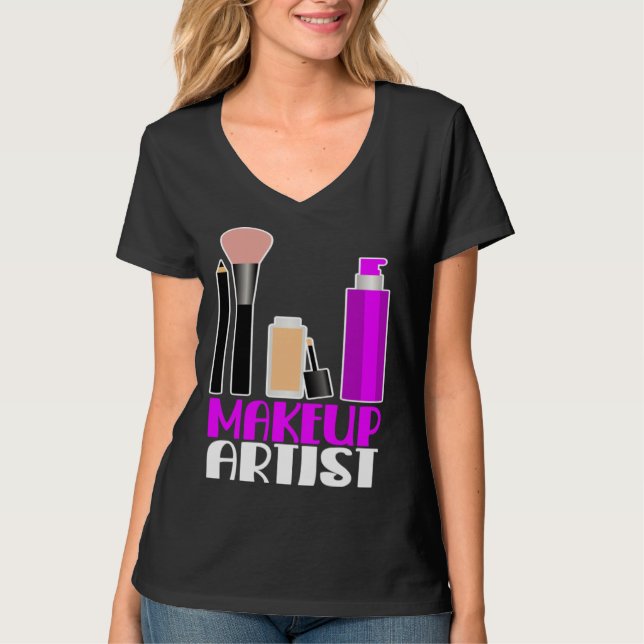 Makeup artist beautician cosmetics t shirt (Framsida)