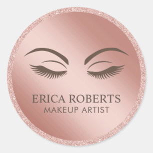 Makeup Artist Beauty Girl Ro Guld Glitter Runt Klistermärke