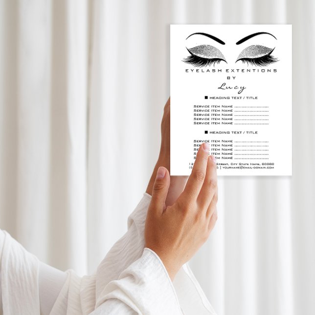 Makeup Artist Beauty Glitter Pris Black White Flygblad (Makeup Artist Beauty Glitter Price Black White Flyer)