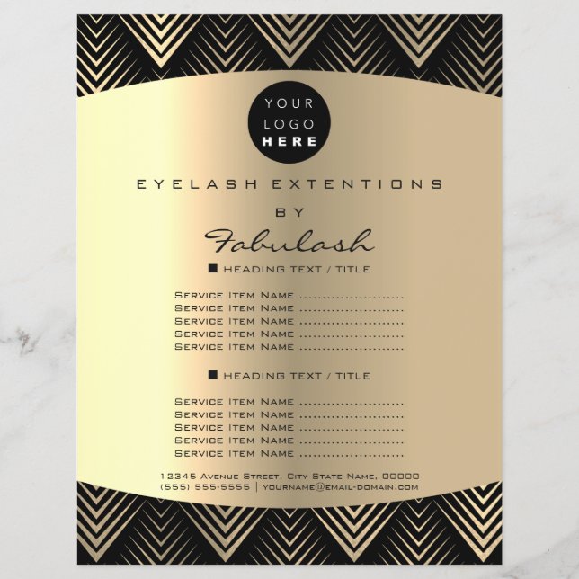 Makeup Artist Beauty Guld Black Logotyp Flyer Pris (Framsidan)