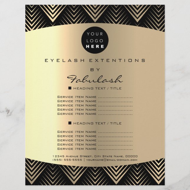 Makeup Artist Beauty Guld Black Logotyp Flyer Pris (Framsidan)