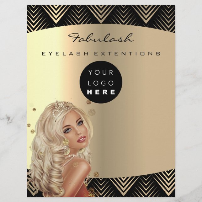Makeup Artist Beauty Guld Black Logotyp Hair Pris Reklamblad (Baksidan)