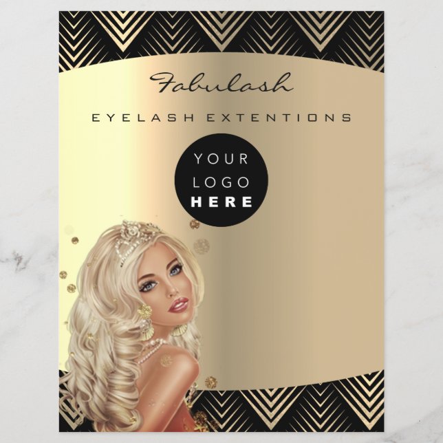 Makeup Artist Beauty Guld Black Logotyp Hair Pris  Reklamblad (Baksidan)