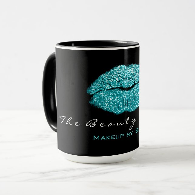 Makeup Artist Beauty Kiss Läppar Tiffany Black Rea Mugg (Framsida vänster)
