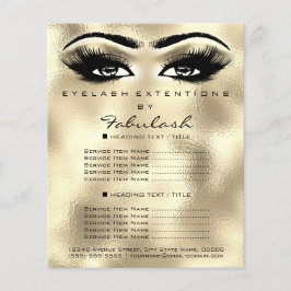 Makeup Artist Beauty Lash Glitter Flyer Ögon Guld