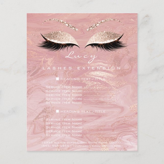 Makeup Artist Beauty Lash Glitter Pris List Marbl Flygblad (Baksidan)