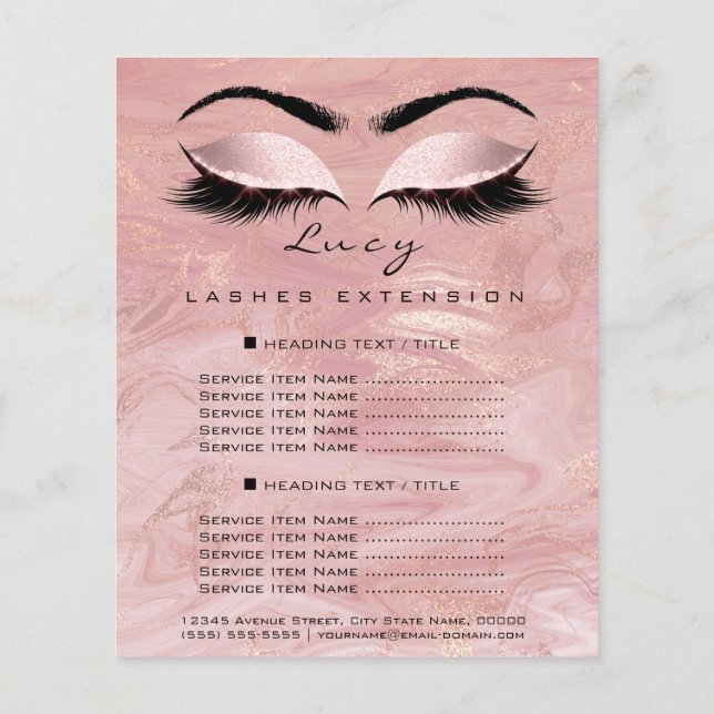 Makeup Artist Beauty Lash Glitter Pris List Spark Flygblad (Baksidan)
