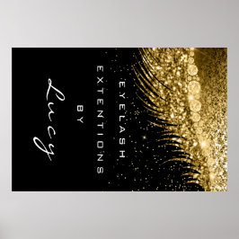 Makeup Artist Beauty Lash Golden Confetti Black Poster