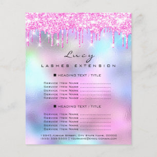 Makeup Artist Beauty Lash Pris List Rosa Drifts Flygblad